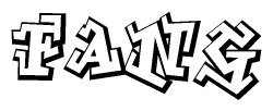 The image is a stylized representation of the letters Fang designed to mimic the look of graffiti text. The letters are bold and have a three-dimensional appearance, with emphasis on angles and shadowing effects.