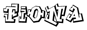 The clipart image depicts the word Fiona in a style reminiscent of graffiti. The letters are drawn in a bold, block-like script with sharp angles and a three-dimensional appearance.