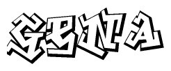 The clipart image depicts the word Gena in a style reminiscent of graffiti. The letters are drawn in a bold, block-like script with sharp angles and a three-dimensional appearance.