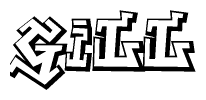 The clipart image depicts the word Gill in a style reminiscent of graffiti. The letters are drawn in a bold, block-like script with sharp angles and a three-dimensional appearance.