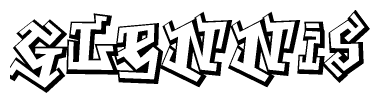 The image is a stylized representation of the letters Glennis designed to mimic the look of graffiti text. The letters are bold and have a three-dimensional appearance, with emphasis on angles and shadowing effects.