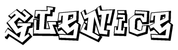 The clipart image depicts the word Glenice in a style reminiscent of graffiti. The letters are drawn in a bold, block-like script with sharp angles and a three-dimensional appearance.