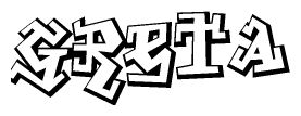 The clipart image depicts the word Greta in a style reminiscent of graffiti. The letters are drawn in a bold, block-like script with sharp angles and a three-dimensional appearance.