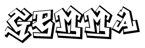 The clipart image depicts the word Gemma in a style reminiscent of graffiti. The letters are drawn in a bold, block-like script with sharp angles and a three-dimensional appearance.