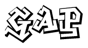 The clipart image depicts the word Gap in a style reminiscent of graffiti. The letters are drawn in a bold, block-like script with sharp angles and a three-dimensional appearance.