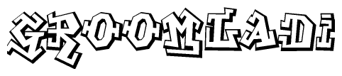 The clipart image depicts the word Groomladi in a style reminiscent of graffiti. The letters are drawn in a bold, block-like script with sharp angles and a three-dimensional appearance.