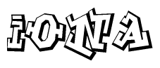 The clipart image depicts the word Iona in a style reminiscent of graffiti. The letters are drawn in a bold, block-like script with sharp angles and a three-dimensional appearance.