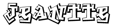 The clipart image depicts the word Jeantte in a style reminiscent of graffiti. The letters are drawn in a bold, block-like script with sharp angles and a three-dimensional appearance.
