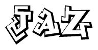 The clipart image depicts the word Jaz in a style reminiscent of graffiti. The letters are drawn in a bold, block-like script with sharp angles and a three-dimensional appearance.