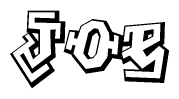The image is a stylized representation of the letters Joe designed to mimic the look of graffiti text. The letters are bold and have a three-dimensional appearance, with emphasis on angles and shadowing effects.
