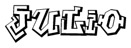 The clipart image depicts the word Julio in a style reminiscent of graffiti. The letters are drawn in a bold, block-like script with sharp angles and a three-dimensional appearance.