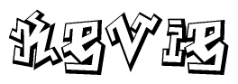 The image is a stylized representation of the letters Kevie designed to mimic the look of graffiti text. The letters are bold and have a three-dimensional appearance, with emphasis on angles and shadowing effects.
