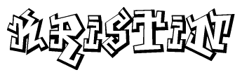 The clipart image depicts the word Kristin in a style reminiscent of graffiti. The letters are drawn in a bold, block-like script with sharp angles and a three-dimensional appearance.