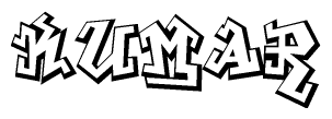 The image is a stylized representation of the letters Kumar designed to mimic the look of graffiti text. The letters are bold and have a three-dimensional appearance, with emphasis on angles and shadowing effects.