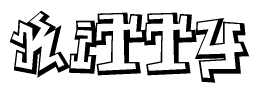 The clipart image depicts the word Kitty in a style reminiscent of graffiti. The letters are drawn in a bold, block-like script with sharp angles and a three-dimensional appearance.