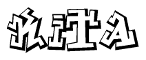 The clipart image depicts the word Kita in a style reminiscent of graffiti. The letters are drawn in a bold, block-like script with sharp angles and a three-dimensional appearance.