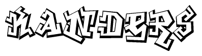 The image is a stylized representation of the letters Kanders designed to mimic the look of graffiti text. The letters are bold and have a three-dimensional appearance, with emphasis on angles and shadowing effects.