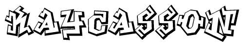 The clipart image depicts the word Kaycasson in a style reminiscent of graffiti. The letters are drawn in a bold, block-like script with sharp angles and a three-dimensional appearance.
