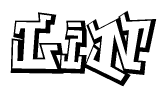 The image is a stylized representation of the letters Lin designed to mimic the look of graffiti text. The letters are bold and have a three-dimensional appearance, with emphasis on angles and shadowing effects.
