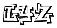 The clipart image depicts the word Lyz in a style reminiscent of graffiti. The letters are drawn in a bold, block-like script with sharp angles and a three-dimensional appearance.