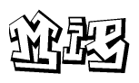 The clipart image depicts the word Mie in a style reminiscent of graffiti. The letters are drawn in a bold, block-like script with sharp angles and a three-dimensional appearance.