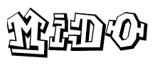 The clipart image features a stylized text in a graffiti font that reads Mido.