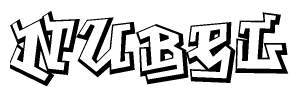 The clipart image depicts the word Nubel in a style reminiscent of graffiti. The letters are drawn in a bold, block-like script with sharp angles and a three-dimensional appearance.