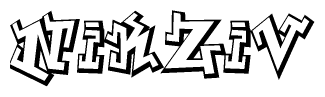 The clipart image features a stylized text in a graffiti font that reads Nikziv.