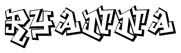 The image is a stylized representation of the letters Ryanna designed to mimic the look of graffiti text. The letters are bold and have a three-dimensional appearance, with emphasis on angles and shadowing effects.