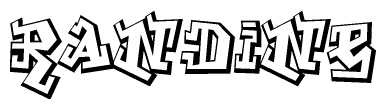The image is a stylized representation of the letters Randine designed to mimic the look of graffiti text. The letters are bold and have a three-dimensional appearance, with emphasis on angles and shadowing effects.