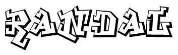 The clipart image depicts the word Randal in a style reminiscent of graffiti. The letters are drawn in a bold, block-like script with sharp angles and a three-dimensional appearance.