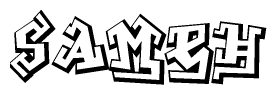The clipart image features a stylized text in a graffiti font that reads Sameh.