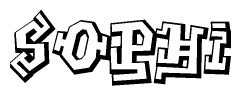 The image is a stylized representation of the letters Sophi designed to mimic the look of graffiti text. The letters are bold and have a three-dimensional appearance, with emphasis on angles and shadowing effects.