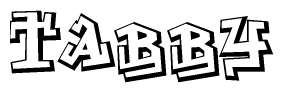 The clipart image depicts the word Tabby in a style reminiscent of graffiti. The letters are drawn in a bold, block-like script with sharp angles and a three-dimensional appearance.