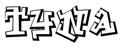 The clipart image features a stylized text in a graffiti font that reads Tyna.