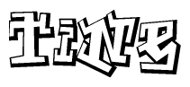 The clipart image depicts the word Tine in a style reminiscent of graffiti. The letters are drawn in a bold, block-like script with sharp angles and a three-dimensional appearance.