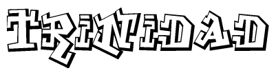The clipart image depicts the word Trinidad in a style reminiscent of graffiti. The letters are drawn in a bold, block-like script with sharp angles and a three-dimensional appearance.