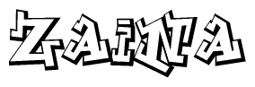 The image is a stylized representation of the letters Zaina designed to mimic the look of graffiti text. The letters are bold and have a three-dimensional appearance, with emphasis on angles and shadowing effects.