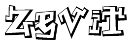 The clipart image depicts the word Zevit in a style reminiscent of graffiti. The letters are drawn in a bold, block-like script with sharp angles and a three-dimensional appearance.