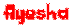 The image displays the word Ayesha written in a stylized red font with hearts inside the letters.