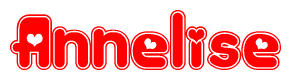 The image is a clipart featuring the word Annelise written in a stylized font with a heart shape replacing inserted into the center of each letter. The color scheme of the text and hearts is red with a light outline.
