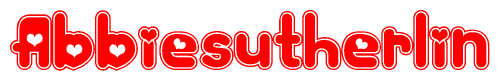The image is a clipart featuring the word Abbiesutherlin written in a stylized font with a heart shape replacing inserted into the center of each letter. The color scheme of the text and hearts is red with a light outline.