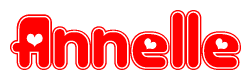 The image displays the word Annelle written in a stylized red font with hearts inside the letters.