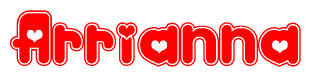 The image displays the word Arrianna written in a stylized red font with hearts inside the letters.