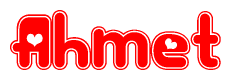 The image displays the word Ahmet written in a stylized red font with hearts inside the letters.