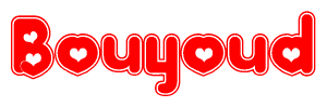 The image displays the word Bouyoud written in a stylized red font with hearts inside the letters.