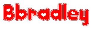The image displays the word Bbradley written in a stylized red font with hearts inside the letters.