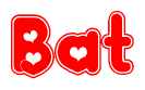 The image displays the word Bat written in a stylized red font with hearts inside the letters.
