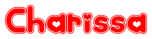 The image displays the word Charissa written in a stylized red font with hearts inside the letters.