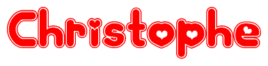 The image displays the word Christophe written in a stylized red font with hearts inside the letters.